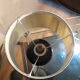 Black ceramic lamp and silver lampshade 1980