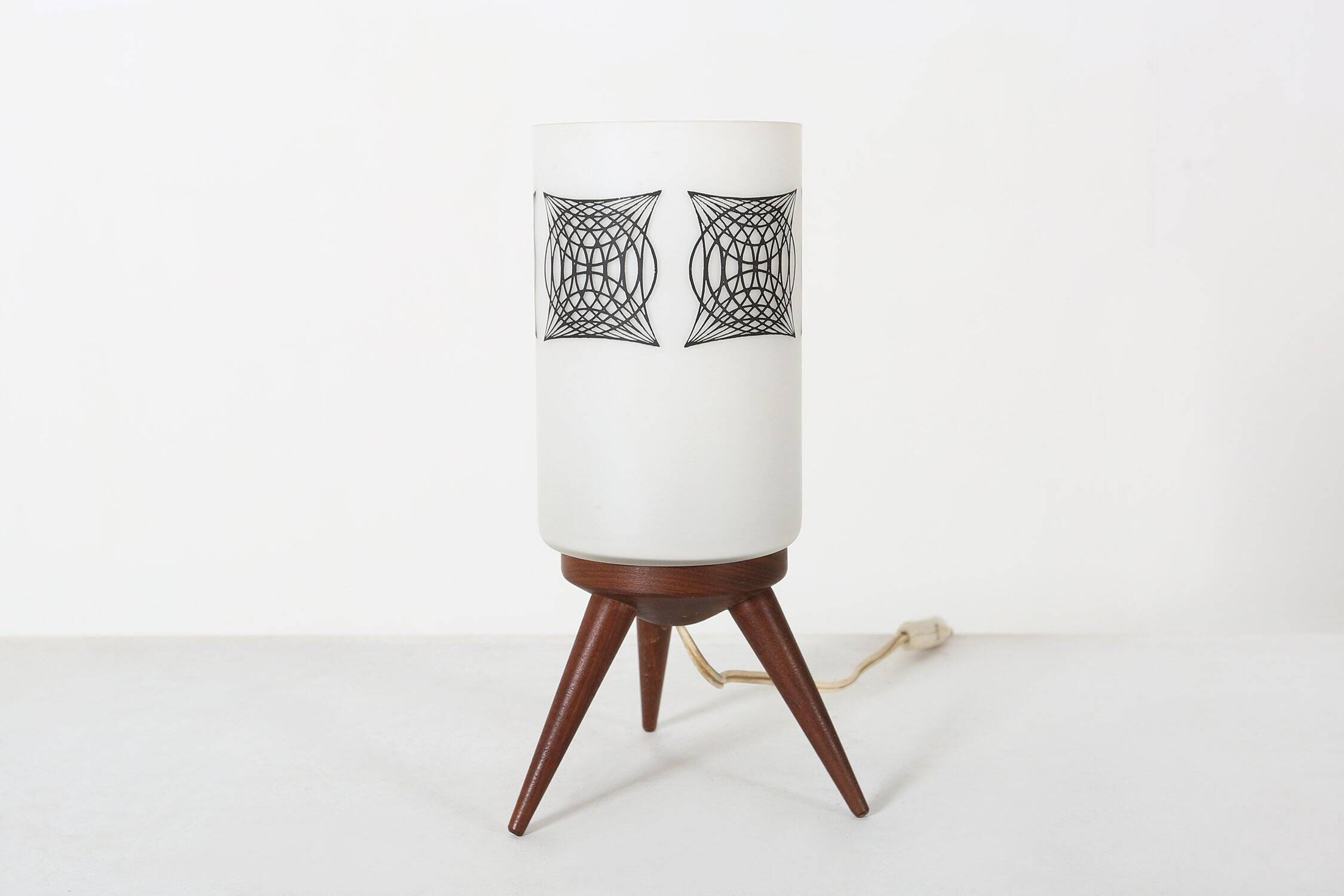 Mid-century sixties table lamp with opaline glass shade, France