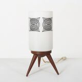 Mid-century sixties table lamp with opaline glass shade, France
