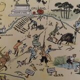 Old illustrated map of Orleans Berry - JP Pinchon