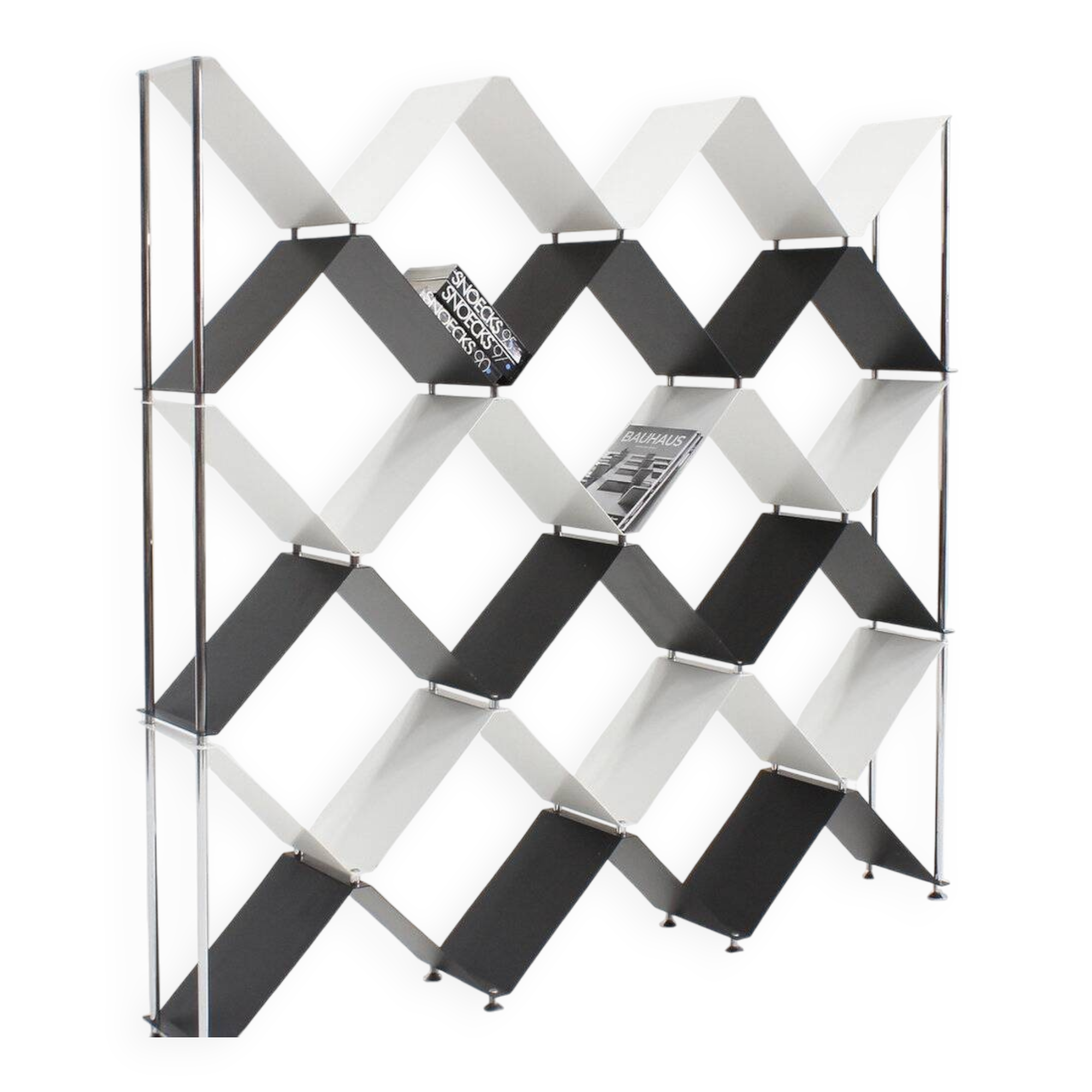 Vintage Italian library in chrome steel