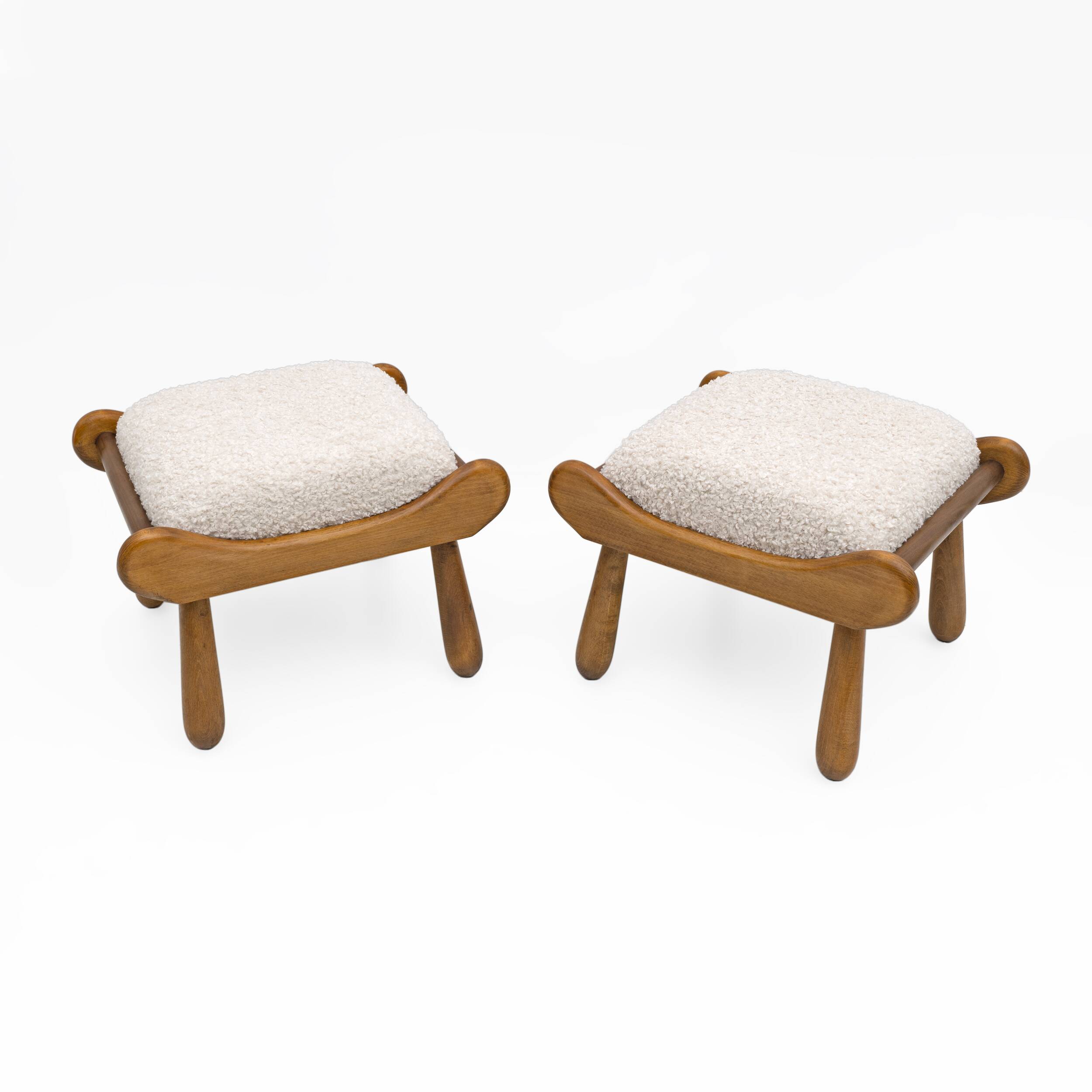 Pair of Philip Arctander Style Mid-century Modern Beech Stool, 1960s