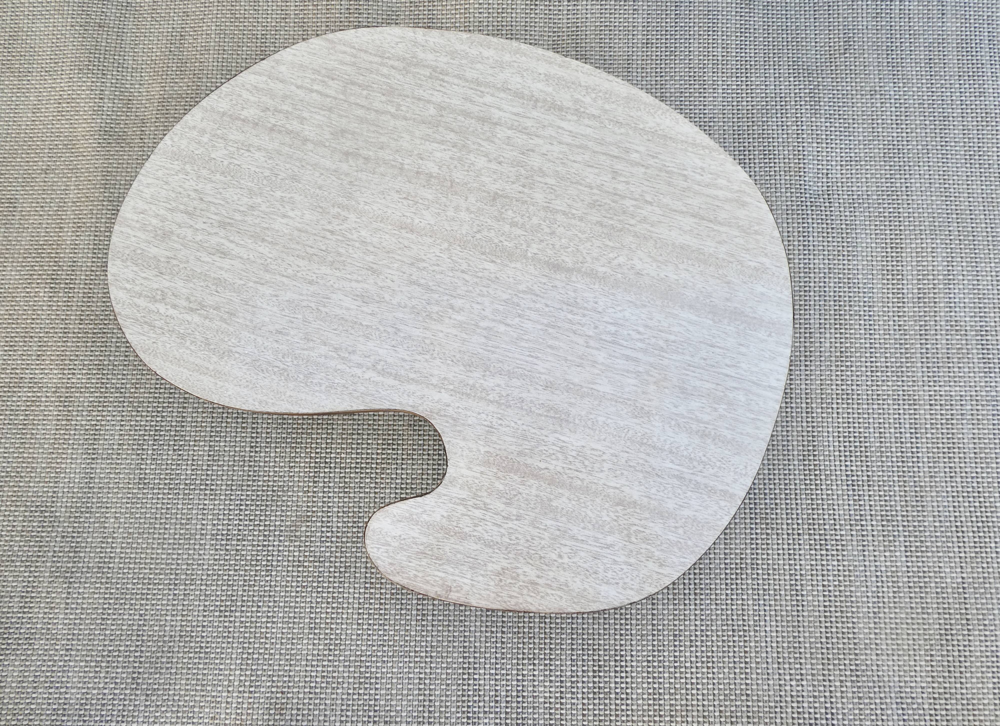 Tripod coffee table, free form, wooden and Formica, 60s