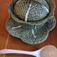 Vintage earthenware soup tureen with cabbage leaves - Silea