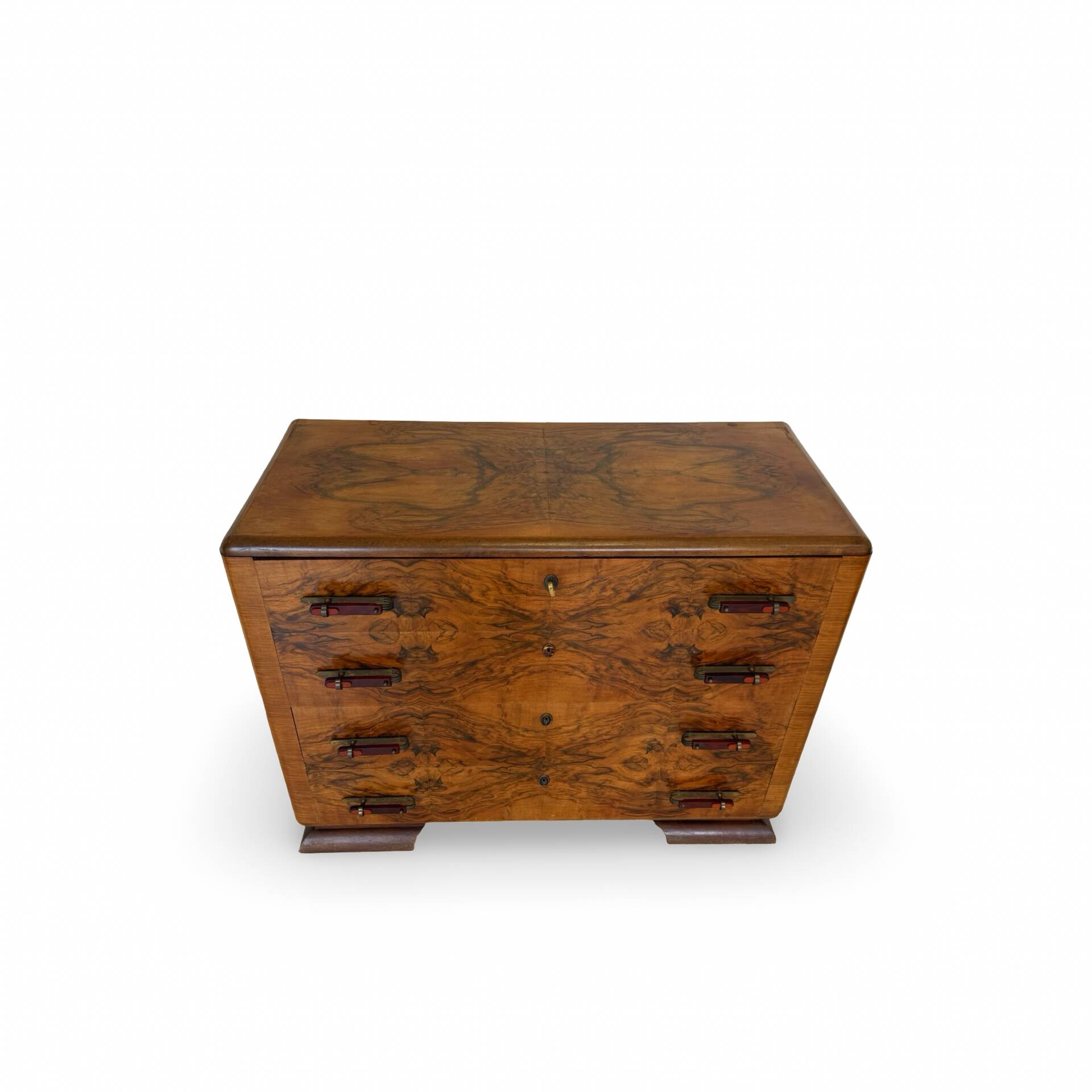 Walnut burl commode, Italian Art Deco, 1940s.