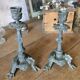 Set of 2 antique candlesticks in spelter.