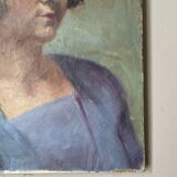 Oil on canvas portrait, vintage, bohemian countryside decoration.