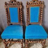 Pair of blue fabric chairs