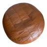 Brown patchwork leather pouf