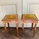 Antique wooden stools, velvet seats