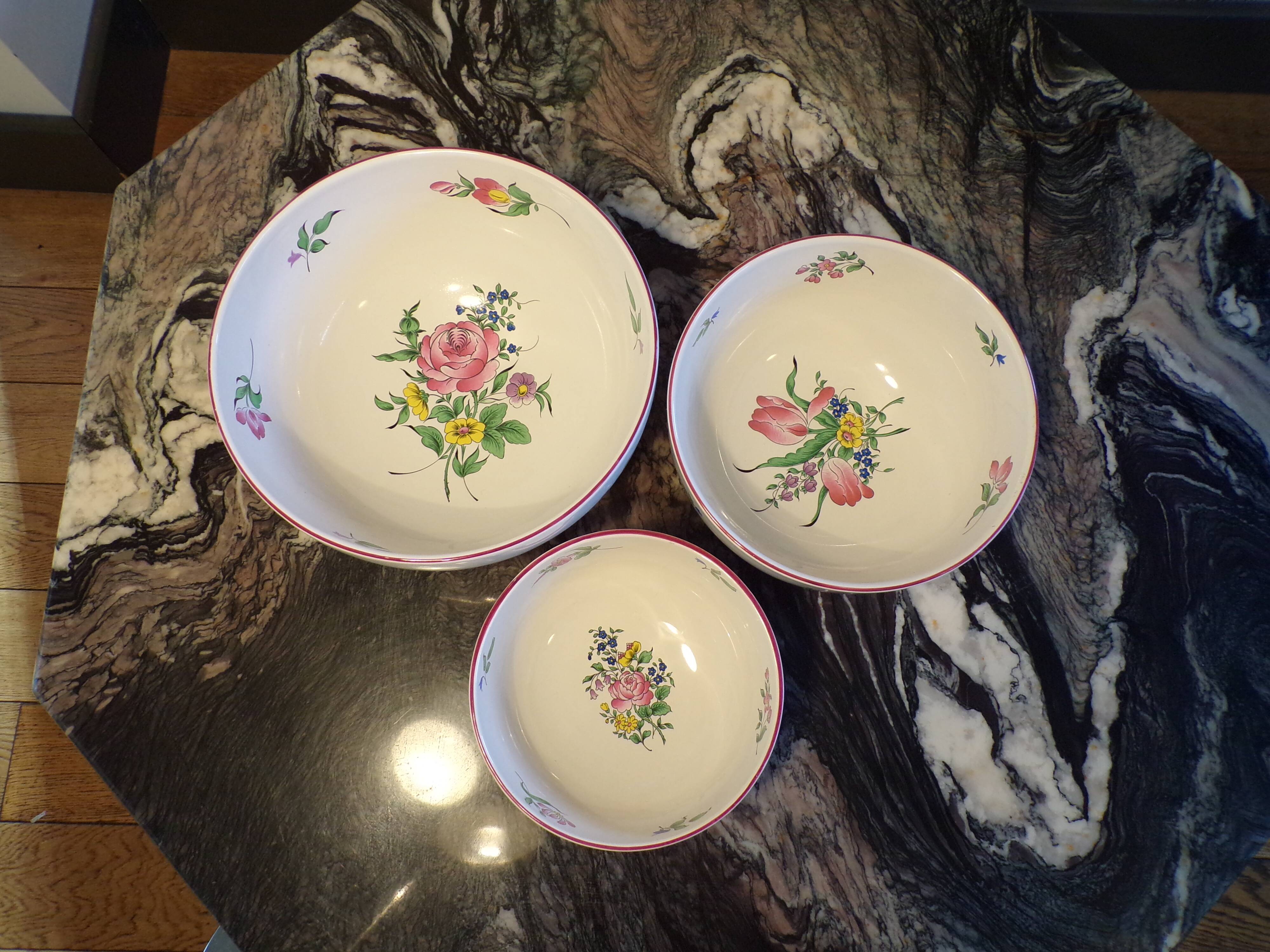 Set of 3 Lunéville salad bowls Kg Réverbère