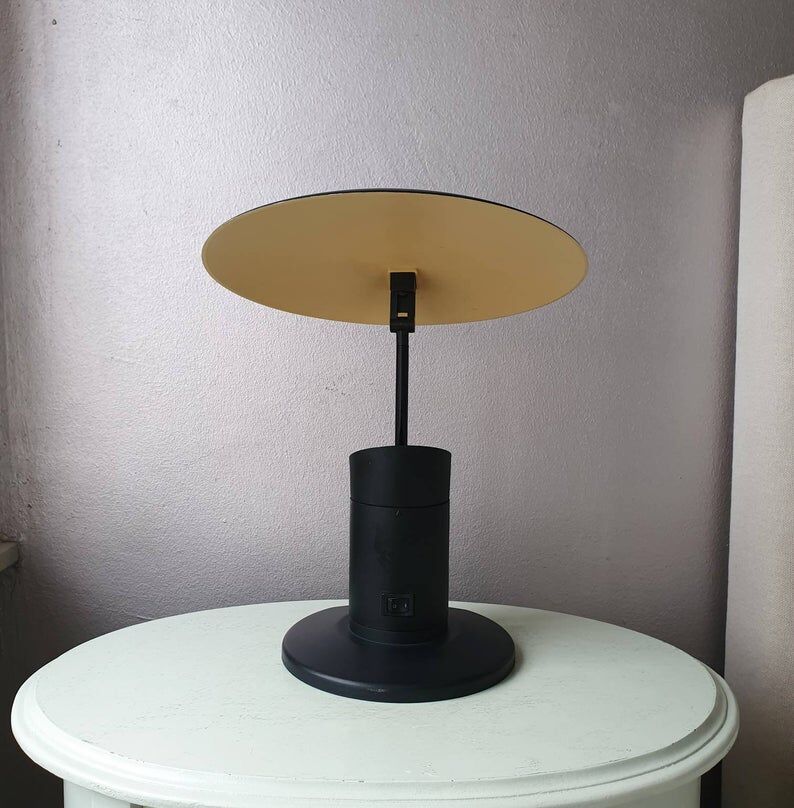 80s black yellow vintage plastic desk lamp