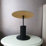 Lampe de bureau en plastique vintage jaune noir 80s
