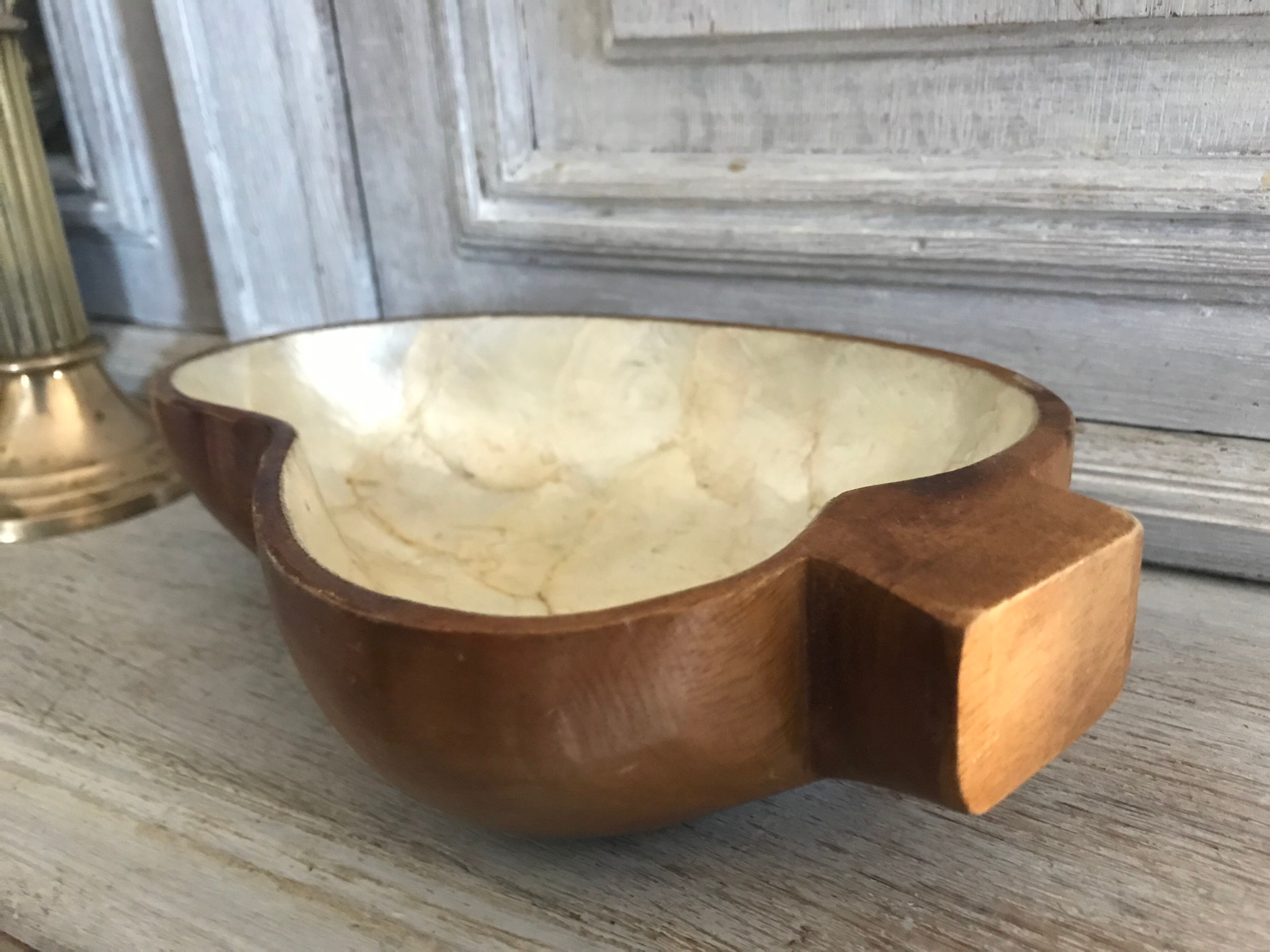 Vide-poches teck et nacre vintage