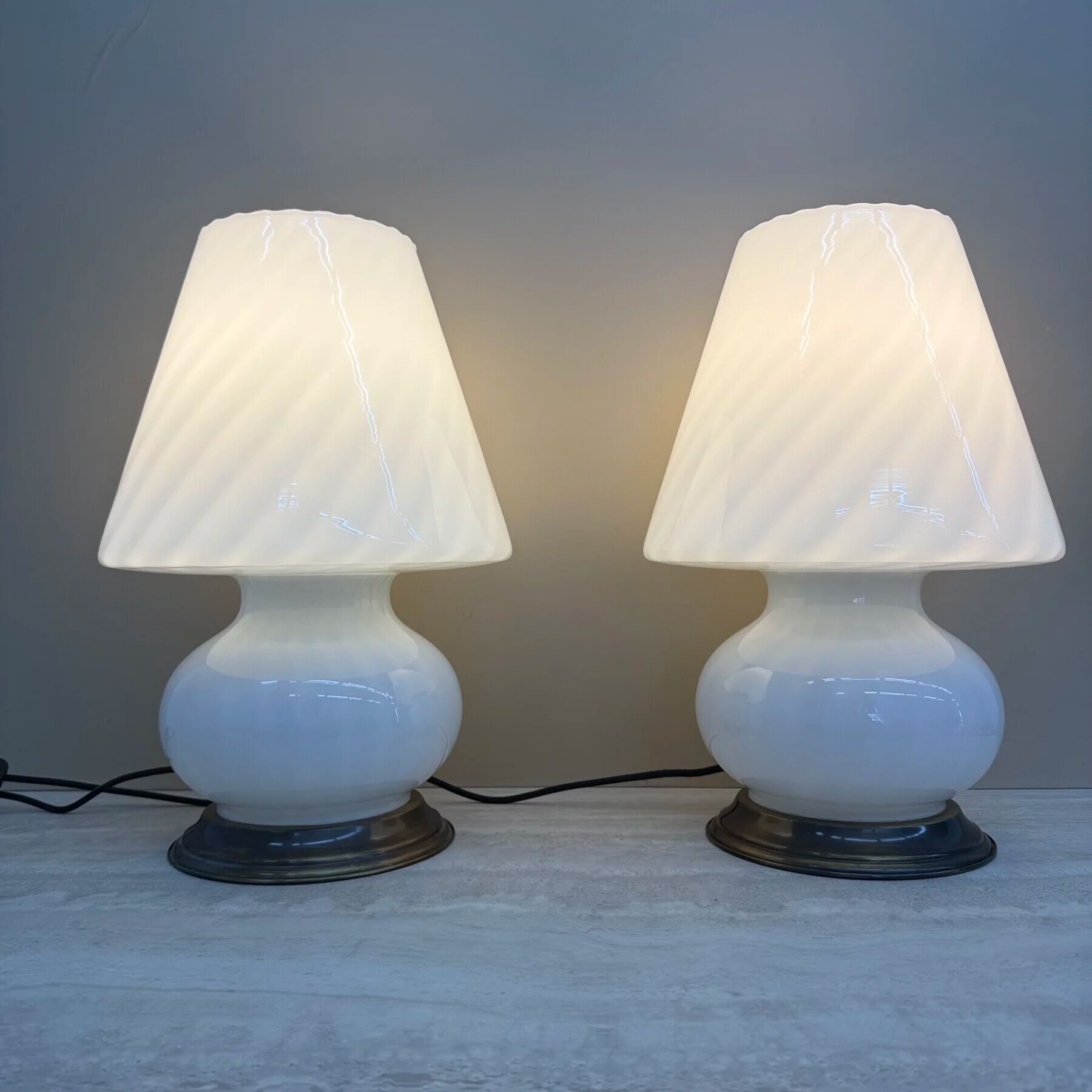 XL mid-century design Murano glass swirl lamps, 1970s