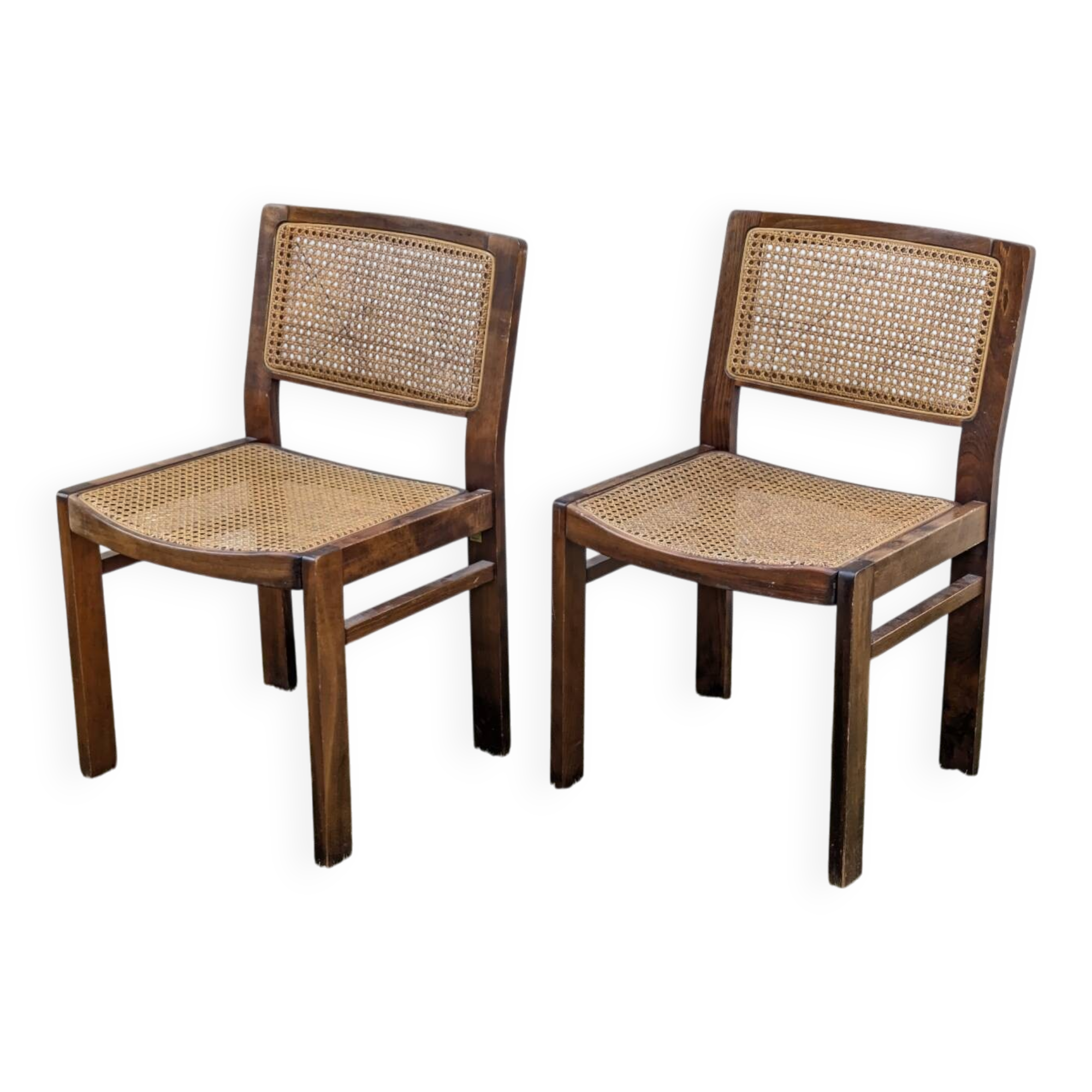 Pair of vintage Baumann caned chairs, Symphonie model