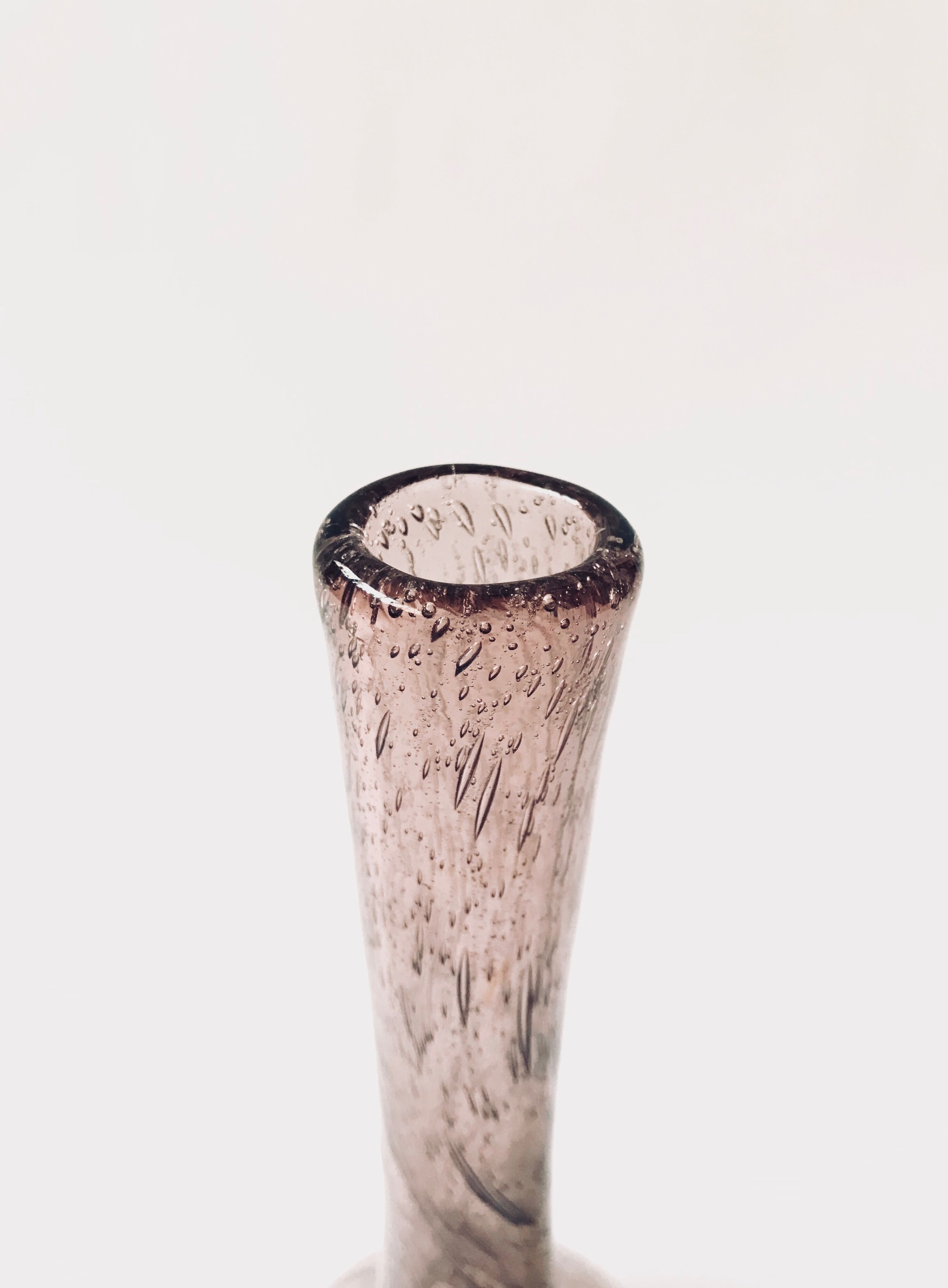 Blown and bubbled glass vase