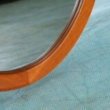 XL oval mirror vintage Danish design in teak by Christensen Silkeborg