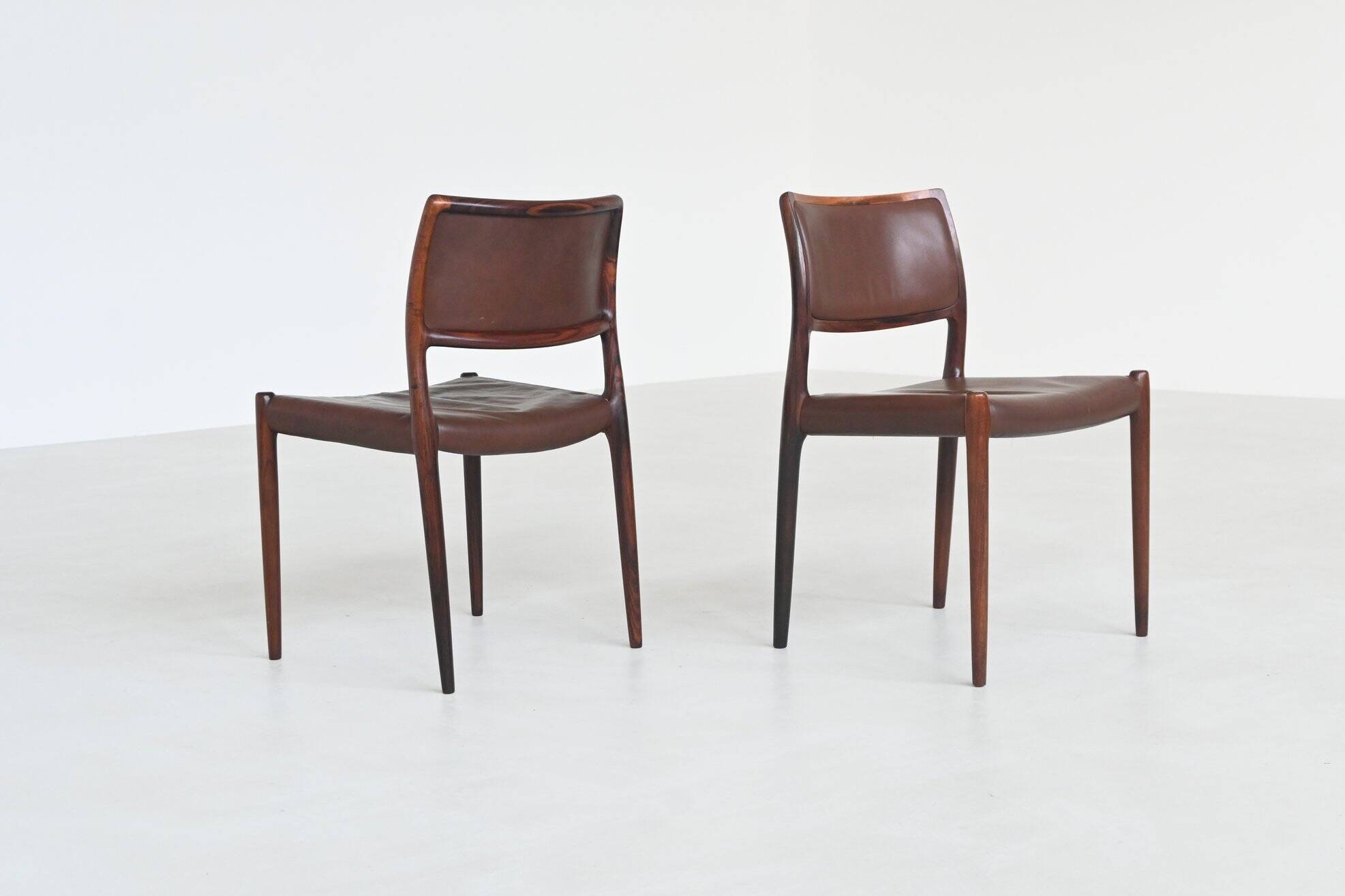 Niels Otto Moller model 80 dining chairs in rosewood Denmark 1960