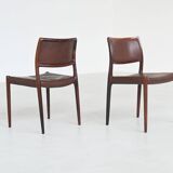 Niels Otto Moller model 80 dining chairs in rosewood Denmark 1960