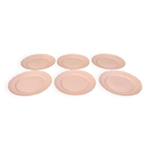 6 assiettes plates roses