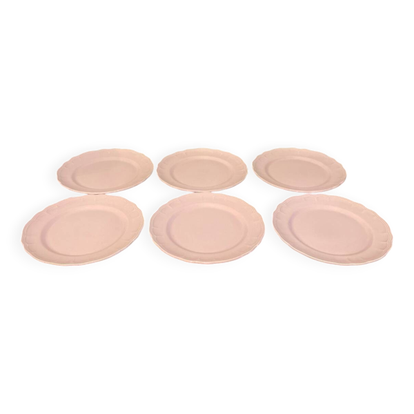 6 assiettes plates roses