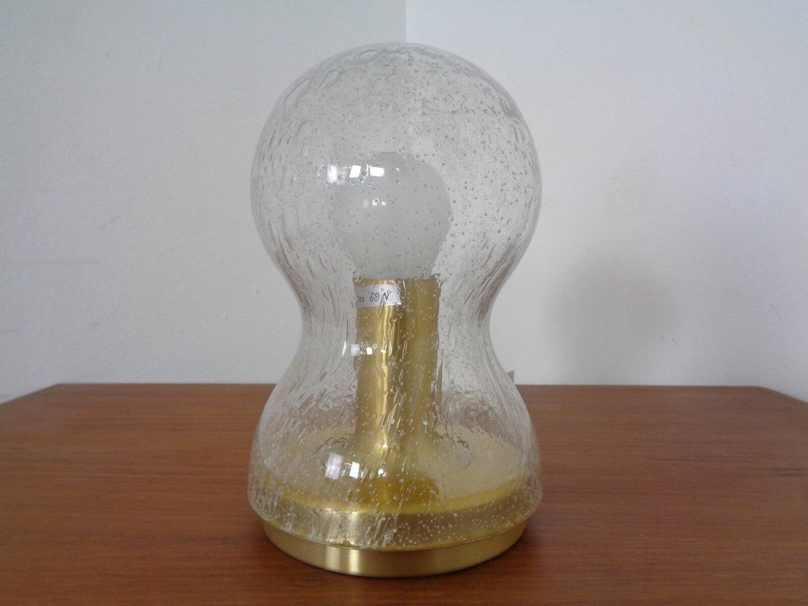 Iceglass & Brass Table Lamp from Doria Leuchten, 1960s