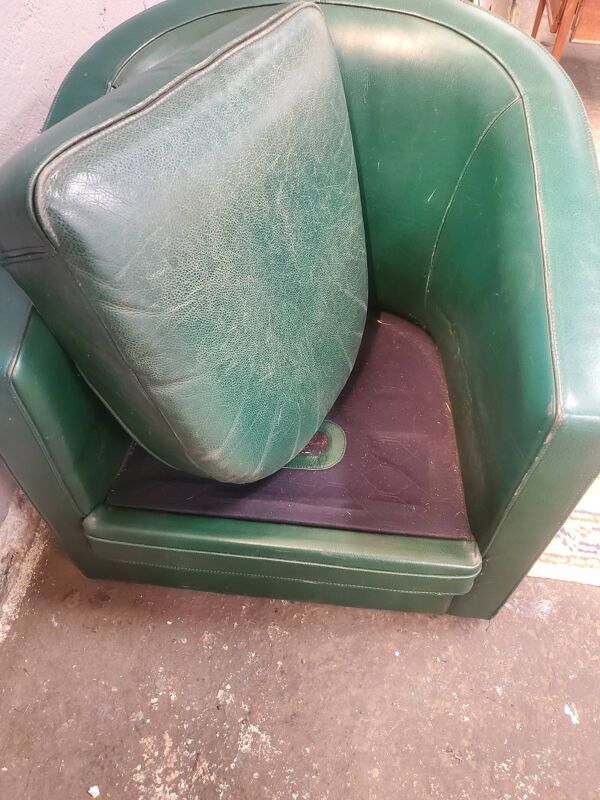 fauteuil club en cuir vert