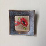 Handmade ceramic wall hanging poppies bohemian country decoration frame