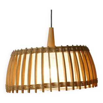 Plafonnier design en teck, années 60-70