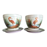 Pair of pots with Paris porcelain undercuts, bird décor