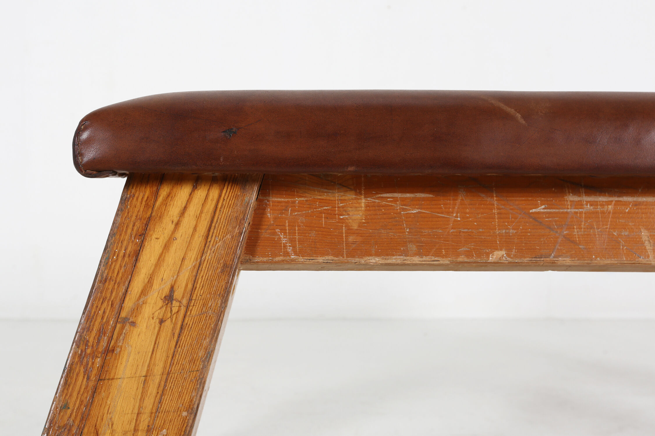 Industrial leather bench