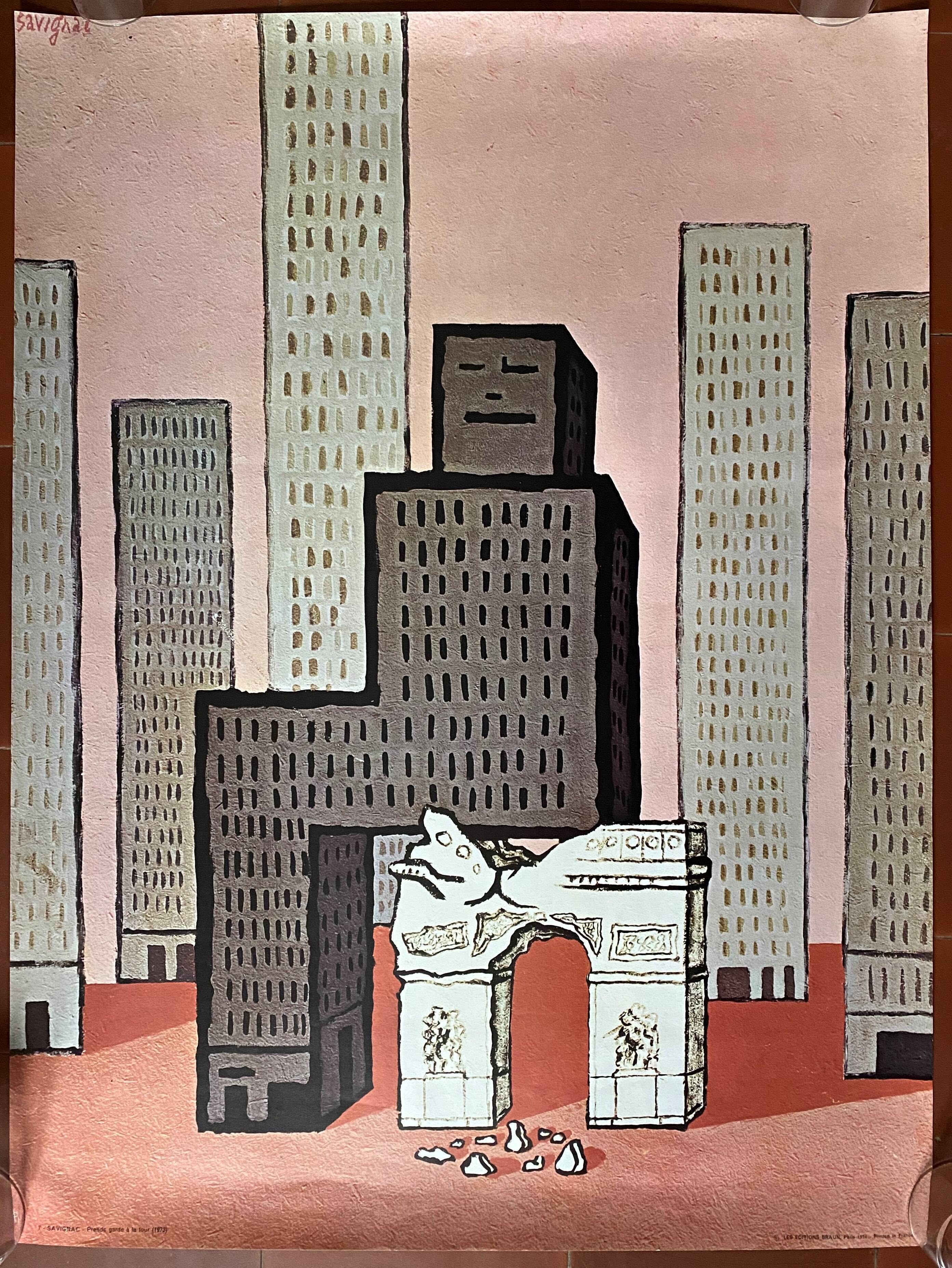 Original poster "Take care of the tower" Raymond Savignac 60x80cm 1974