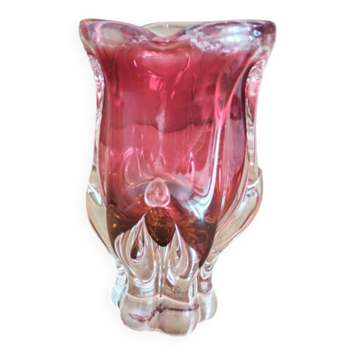 Vase d'art en verre soufflé par Josef Hospodka Bohème 1960