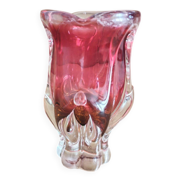 Art vase made of blown glass by Josef Hospodka, Bohemia 1960.