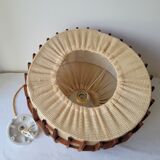 Scandinavian pendant lamp in wood and burlap