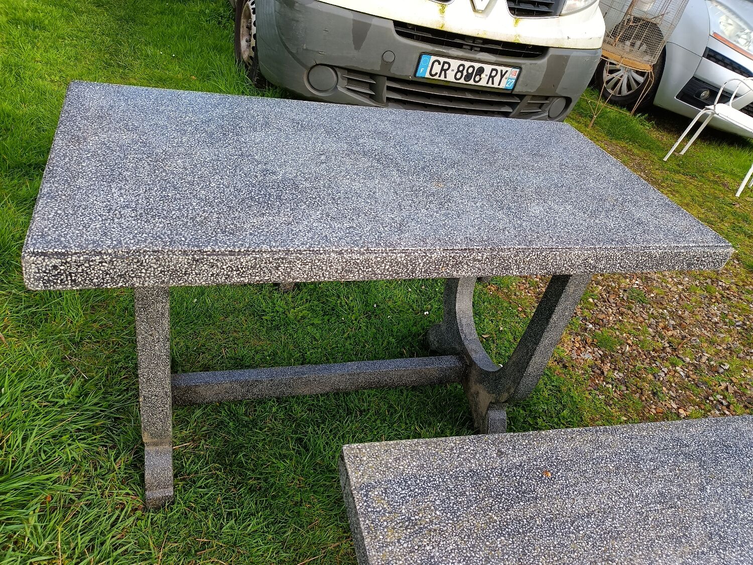 Old garden furniture in vintage stone