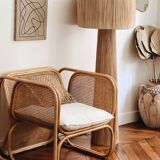 Minimalist raffia floor lamp