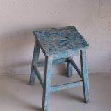 Blue patinated farm stool
