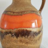 West Germany vase pitcher with red-orange enamels