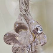 Grand Vase Design floral. En verre d Art soufflé Murano. Tons roses, 30,5cm