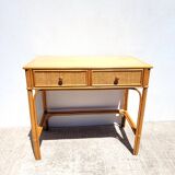 Desk 2 drawers vintage rattan
