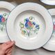 6 soup plates in speckled Italian earthenware "Tiffany" - vintage bird motif