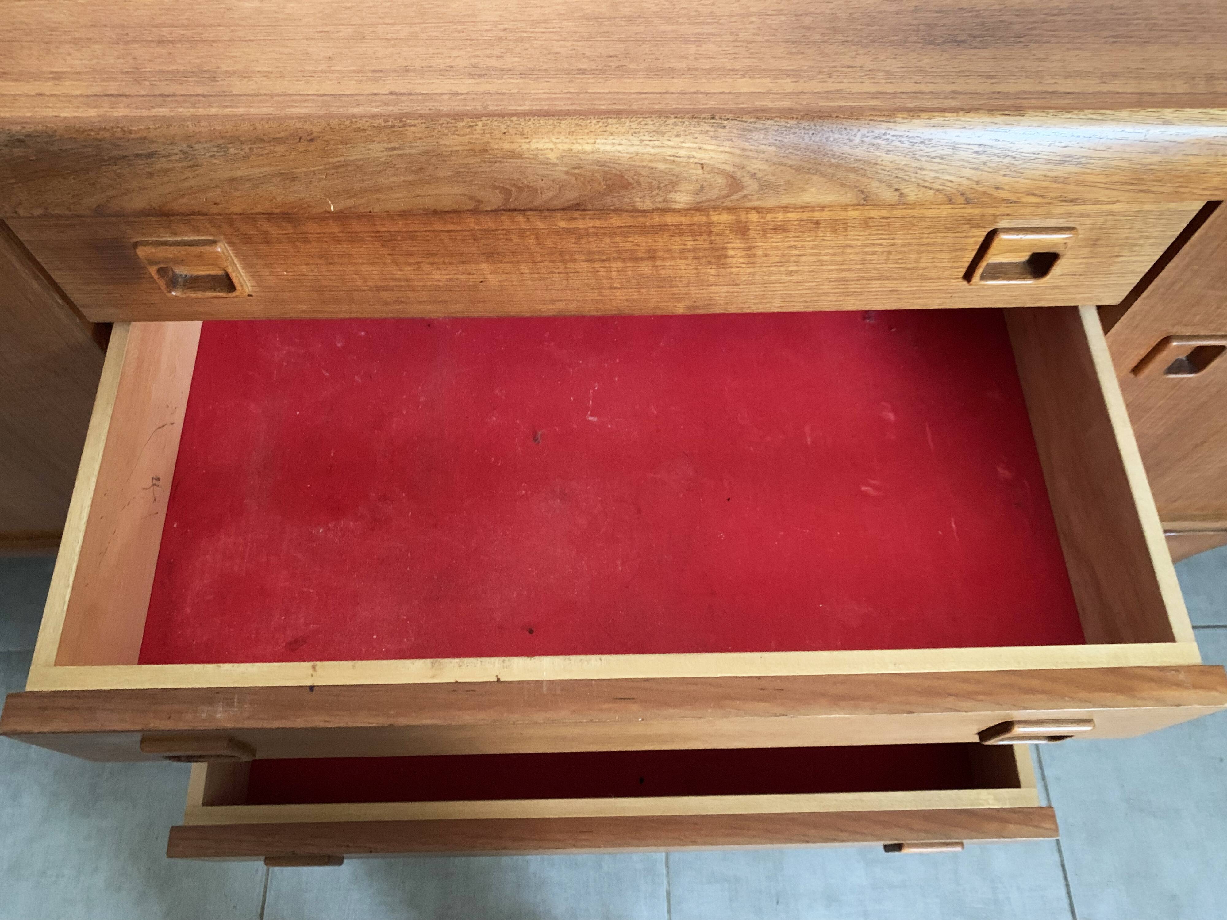Large Danish vintage row in blond teak from the 60s