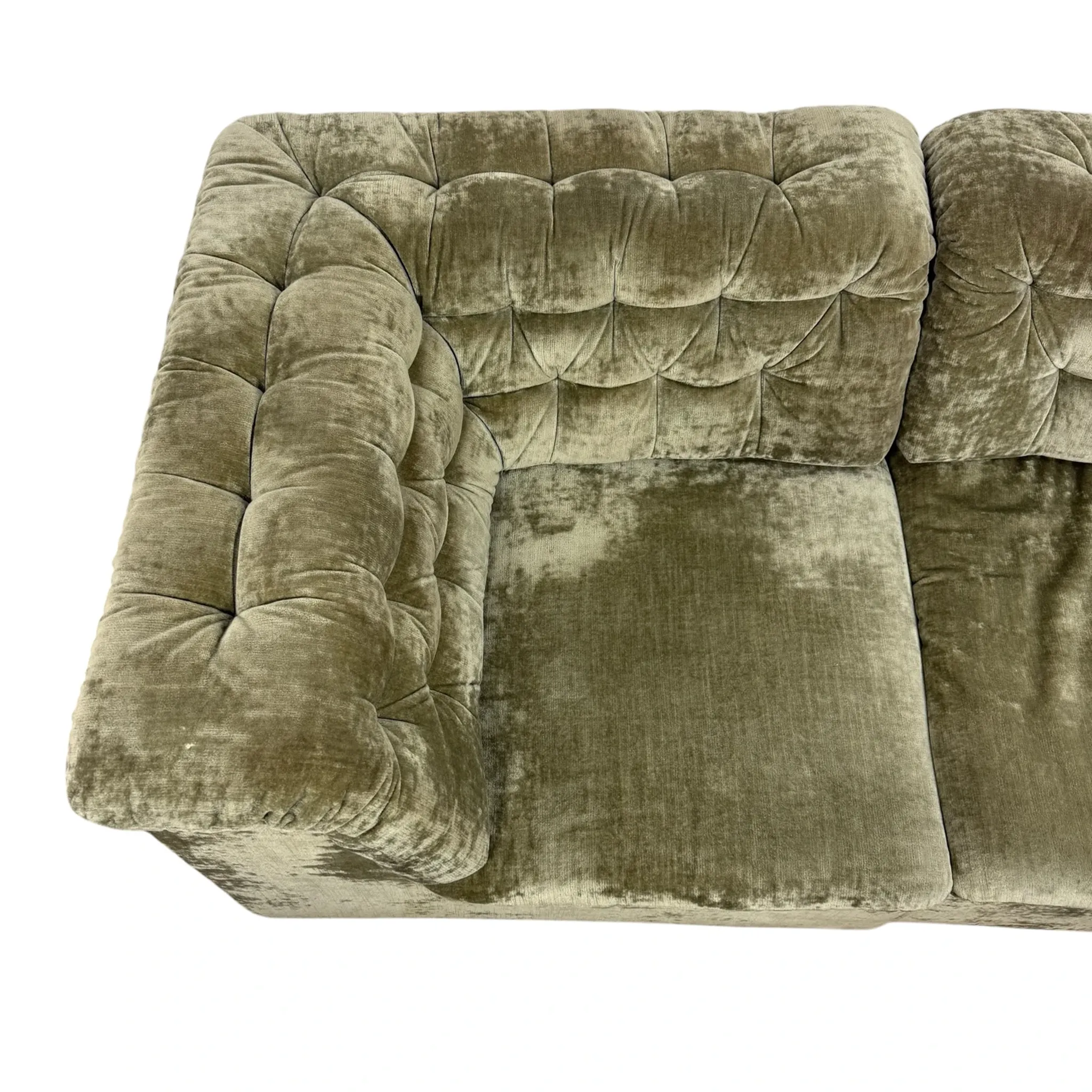 Vintage Modular Velvet Sofa Olive 2 seater