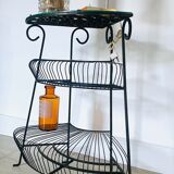 Etagère d'angle en fer forgé vintage