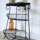Etagère d'angle en fer forgé vintage