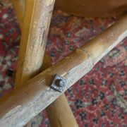 Tabourets tripodes mexicain vintage en bambou et cuir