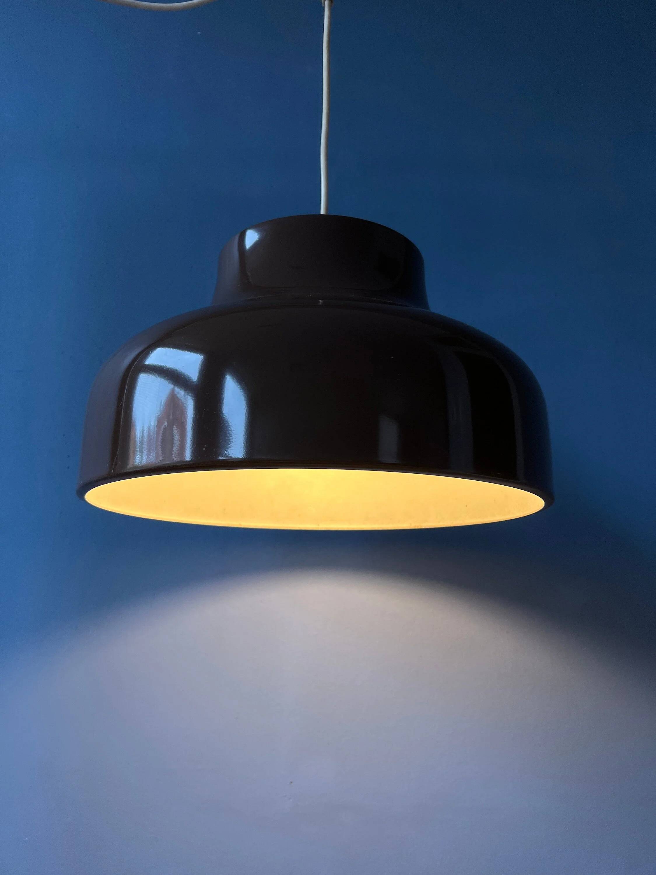 Vintage mid-century brown metal pendant light