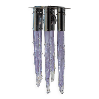 Lustre de plafond en verre irisé de Murano des années 1970